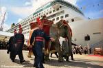 ID 1294 AURORA (2000/76152grt/IMO 9169524) - AURORA's naming ceremony even included an Indian elephant with attendants, Southampton, England.